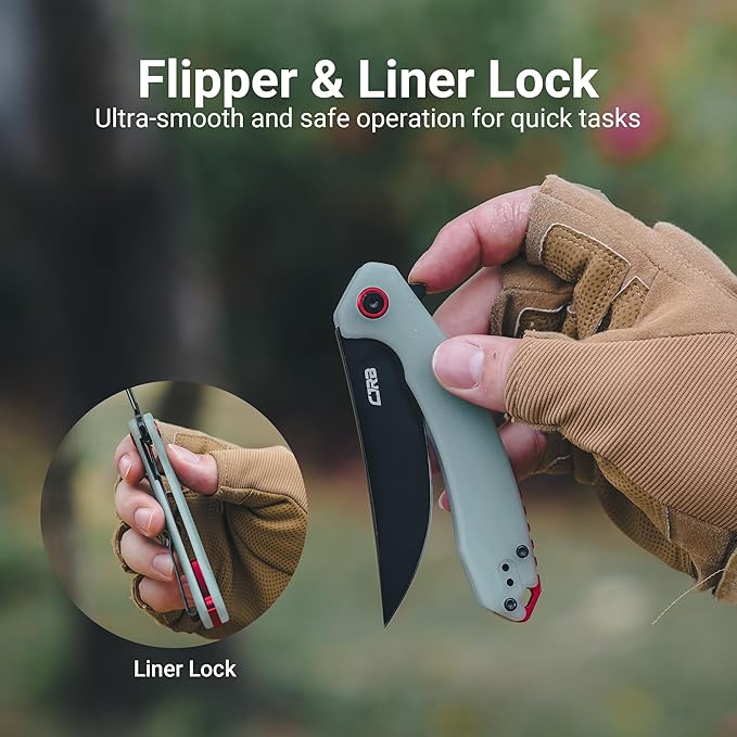CJRB Folding Pocket Knife with AR-RPM9 Steel Blade and G10 Handle for Men Outdoor Camping Gobi(J1906B) Natural Green