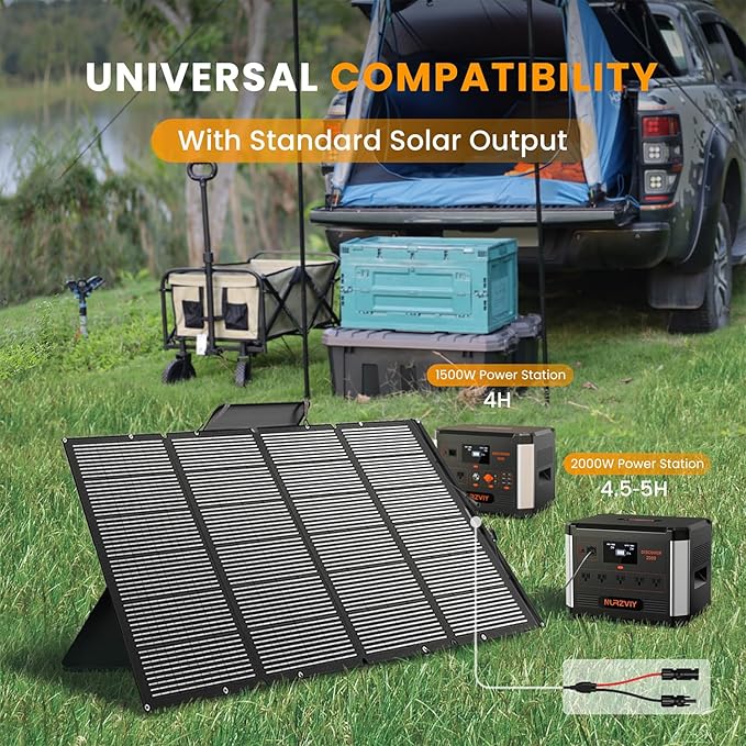 400 Watts Foldable Solar Panel Luggable &amp Durable Portable 400W Solar Charger Complete with Adjustable Stand Case 40V Waterproof for Off-Grid Camping RV/Campervan Solar Generator