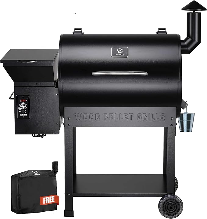 Z GRILLS ZPG-7002B Newly Upgrade Wood Pellet Grill &amp Smoker 8 in 1 BBQ Grill Auto Temperature Controls inch Cooking Area 700 sq in Black