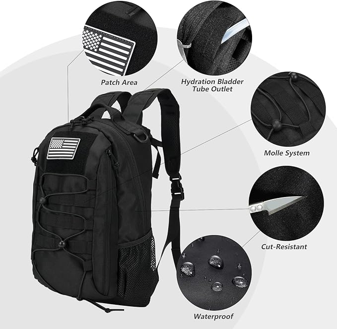 BAIXINGBAGS 20L Mini Small tactical backpack for men MOLLE System Daypack black gym hunting backpack Comfortable for Hiking Camping