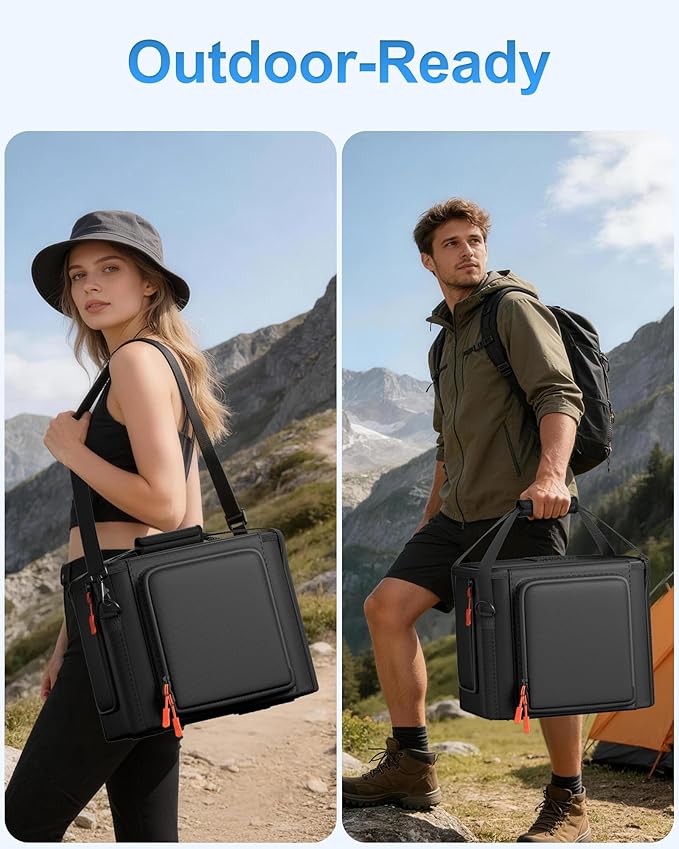 Hautton Carrying Case Compatible with Anker SOLIX C1000 Gen2/C1000/C800/C800X Plus Portable Water Resistant Power Station Storage Bag with Shoulder Strap Handle for Charging Accessories- Black