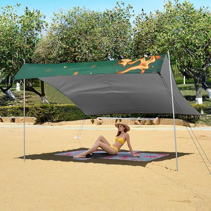 ALAZA Pool Cue Hitting A Billiard Ball on Fire Beach Tent Sun Shelter Portable Canopy Sunshade for Outdoor Camping Picnics Backyard Fun 10x9 ft