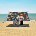ALAZA Sugar Skull Stars Beach Tent Sun Shelter Portable Canopy Sunshade for Outdoor Camping Picnics Backyard Fun 10x9 ft