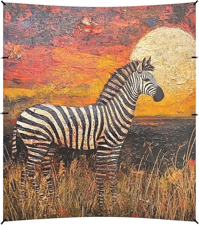 ALAZA Wild Zebra with Sunset Beach Tent Sun Shelter Portable Canopy Sunshade for Outdoor Camping Picnics Backyard Fun 10x9 ft