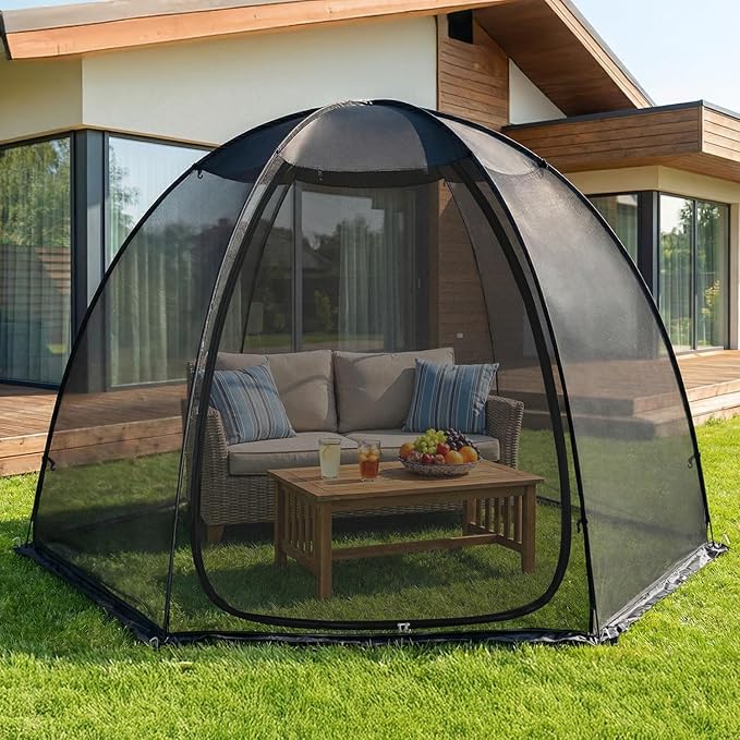 Alvantor® Pop Up Screen House Tent Snap-fit Mesh Screen Gazebo with Peaked Roof Portable Screen Room Canopy Shelter with Sandbags for Camping Backyard Picnic