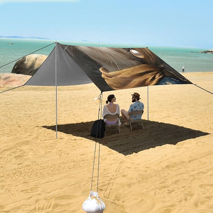 ALAZA Cute Cat Earrings Beach Tent Sun Shelter Portable Canopy Sunshade for Outdoor Camping Picnics Backyard Fun 10x9 ft