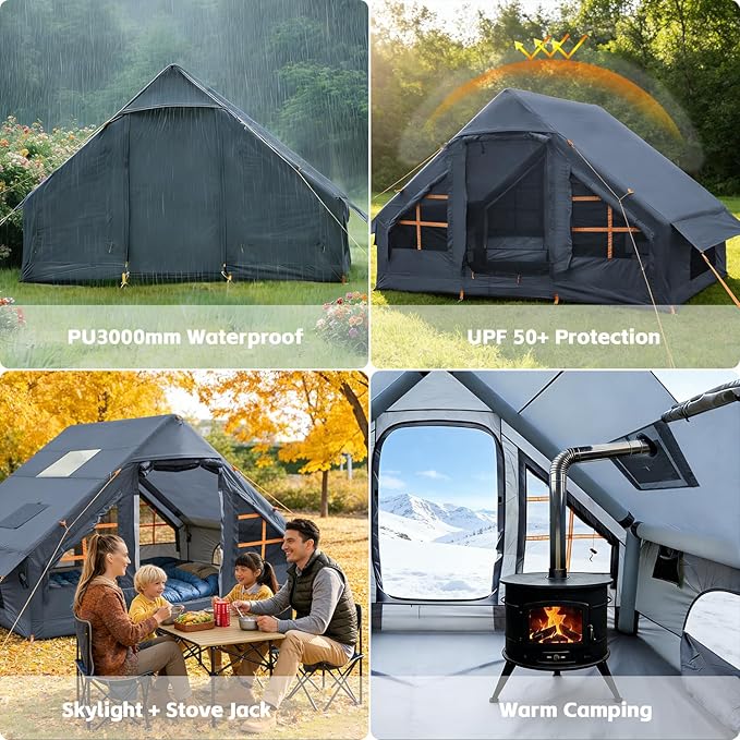Inflatable Tents for CampingEasy Blow Up Tent with Hand Pump4 Seasons Waterproof Air Inflatable Camping Tent House for Family Weekend Camping