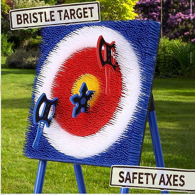 Stiatu Axe Throwing Bristle Target with 8 Throwing Axes SetAxe Throwing Game for Backyard Indoor &ampOutdoorYard GamesCarnival Games