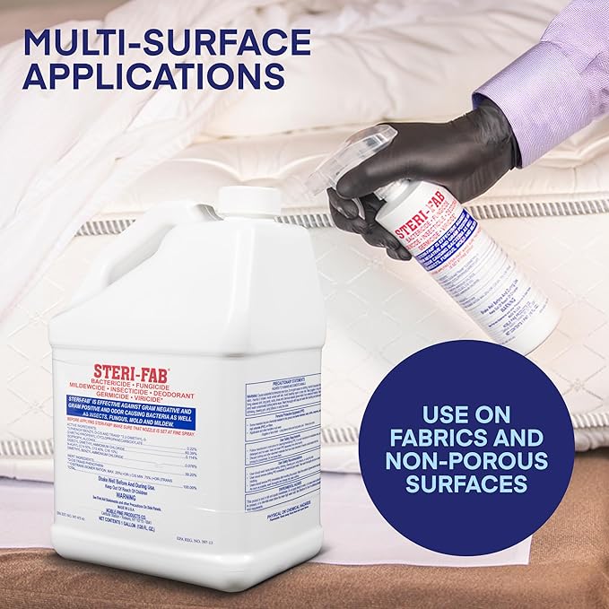 Steri-fab All-in-One Disinfectant &amp Insecticide Spray – Kills Bed Bugs Fleas Mites Roaches Viruses Fungi &amp Odors – Quick-Drying Non-Residual 1 Gallon Jug