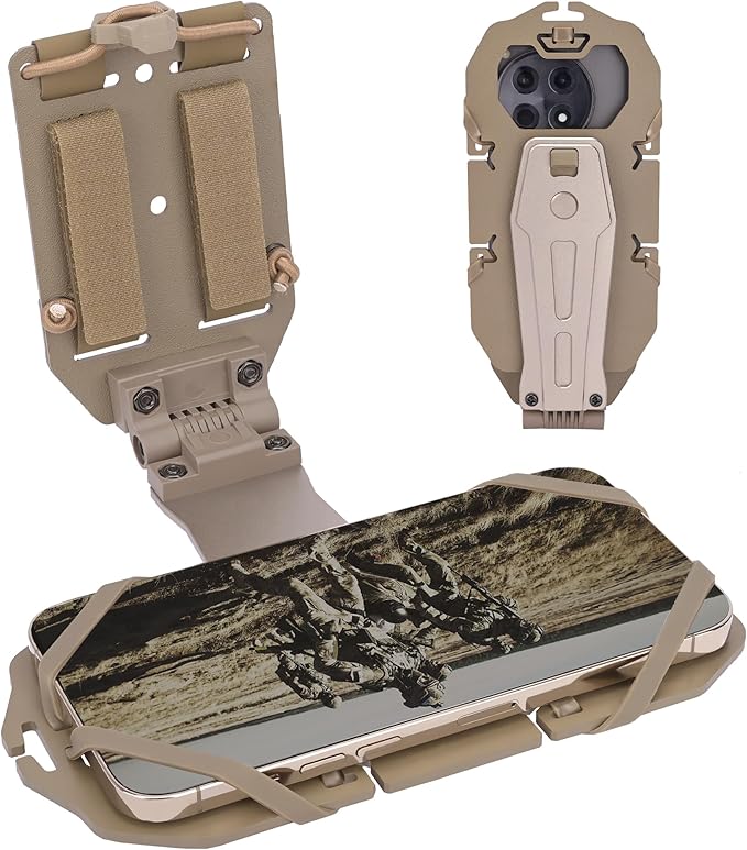 Tactical Gear Plate Carrier Vest Accessories 90° Rotating MOLLE Phone Holder for 4.7-7.8 Screens Foldable Tactical Phone Chest Mount Holder for Police &amp Airsoft Gear