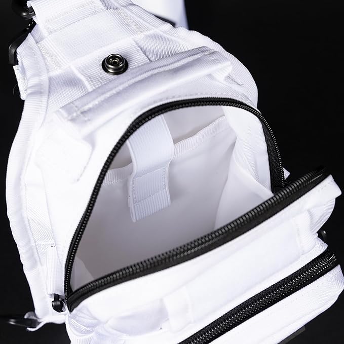 WOLFpak 4L Mini Tactical Sling Bag (Polar White) Compact Crossbody Backpack for Gym Travel &amp EDC | Tactical Shoulder Bag with Multiple Pockets – Lightweight Durable Sling Pack for Men &amp Wome