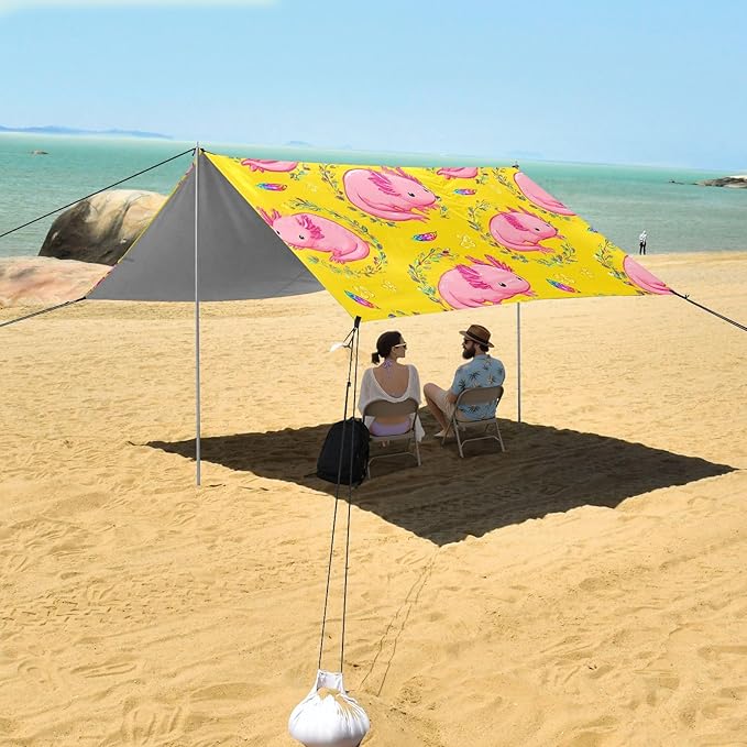 ALAZA Salamander Leaves Pattern Beach Tent Sun Shelter Portable Canopy Sunshade for Outdoor Camping Picnics Backyard Fun 10x9 ft