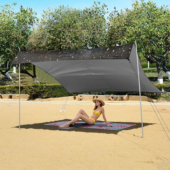 ALAZA Eagles Fly Starry Sky Beach Tent Sun Shelter Portable Canopy Sunshade for Outdoor Camping Picnics Backyard Fun 10x9 ft