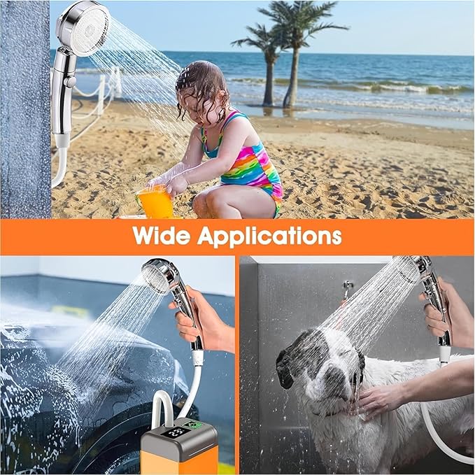 Portable Camping Shower Pump 7800mAh Rechargeable Battery Operated Shower with Carry Bag Portable Camp Showers for Outdoor Camping Travel Pet Bathing