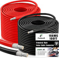 Twin Wire Solar Extension Cable 100FT - 10AWG (6mm²) Solar Panel Tinned Copper Wire for Outdoor Automotive RV Boat and Marine Use - Black &amp Red