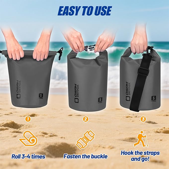 Waterproof Dry Bag 5L/10L/20L/30L/40L Roll Top Lightweight Storage Backpack with Phone Case for Women &amp Men Floating Waterproof Sack for Travel Swimming Kayaking Paddle Board Camping &amp B