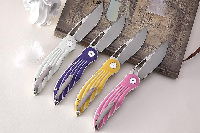 Petrified fish PFE06 Nightingale3.07 14C28N Blade87g G10 Handle Front Flipper Liner lock Folding knife (Pink)