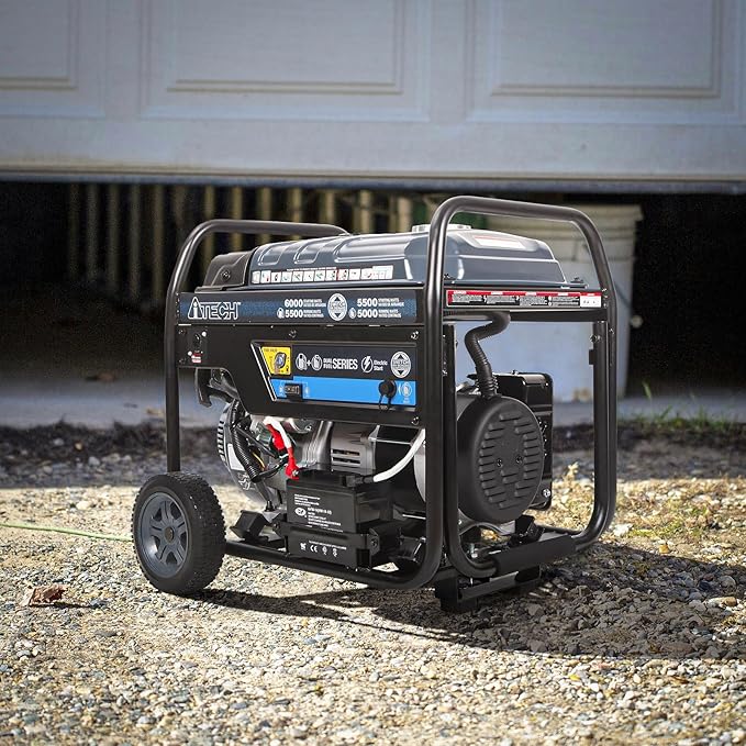 6000W Portable Generator Dual Fuel Electric Start Gas &amp Propane Powered CO Sensor EPA&ampCARB for Home Backup Emergency Ready (AT10-260001)