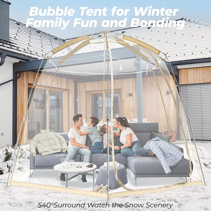 All Weather Proof Pod Pop Up Bubble Tent for 3-8 People Large Oversize Dome House Cold Protection Camping Tent Winter Instant Igloo for Outdoor Activities