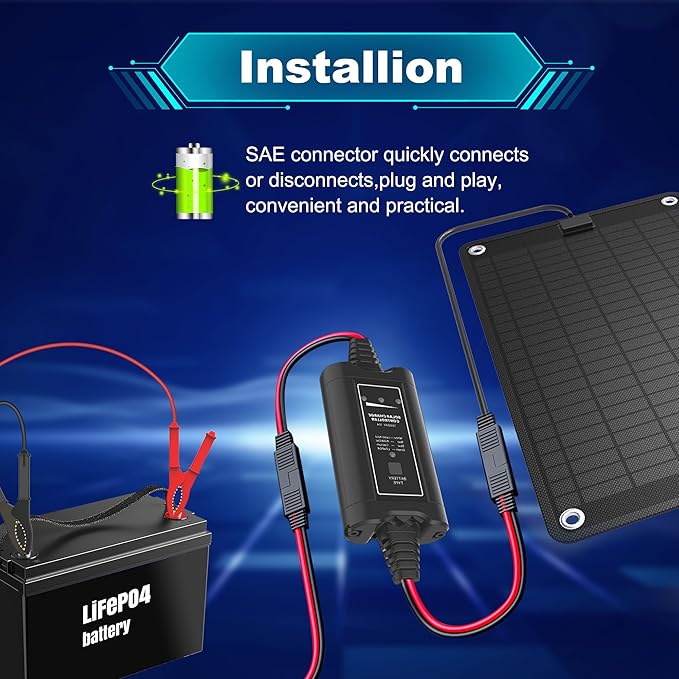 Solar Battery Charger MaintainerDump Trailer Battery Charger Battery MaintainerTrailer Charger 10W Solar Panel Kit MPPT Charge Controller for 12V /24V Gel AGM Lead-Acid LiFePO4