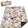 Floral Picnic Blankets Waterproof Foldable 60″X80″ Packable Picnic Mat Flowers Outdoor Blanket for Grass Large Beach Blanket Sandproof Picnic Accessories for Camping Music Festival Park Lawn Travel