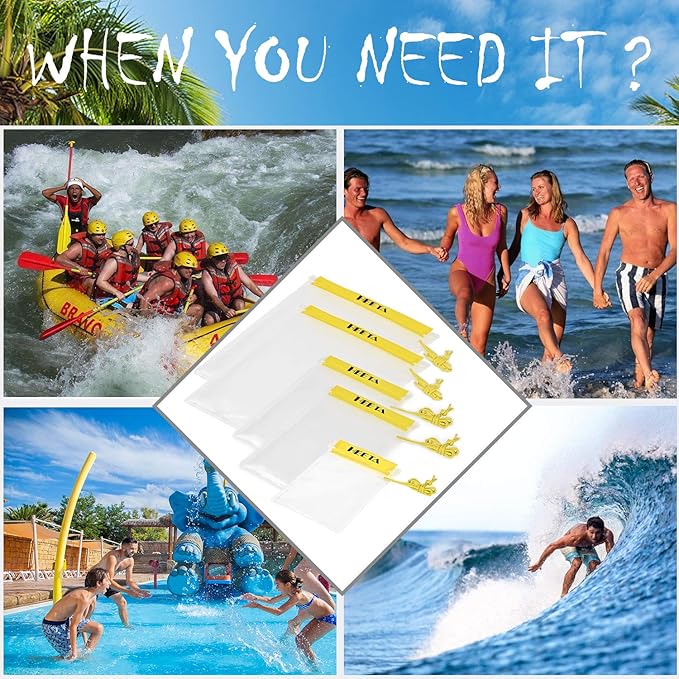 HEETA 2-Pack Waterproof Pouch with Waist Strap Transparent Screen Touchable Dry Bag Bundled with 5-Pack Clear Waterproof Dry Bag