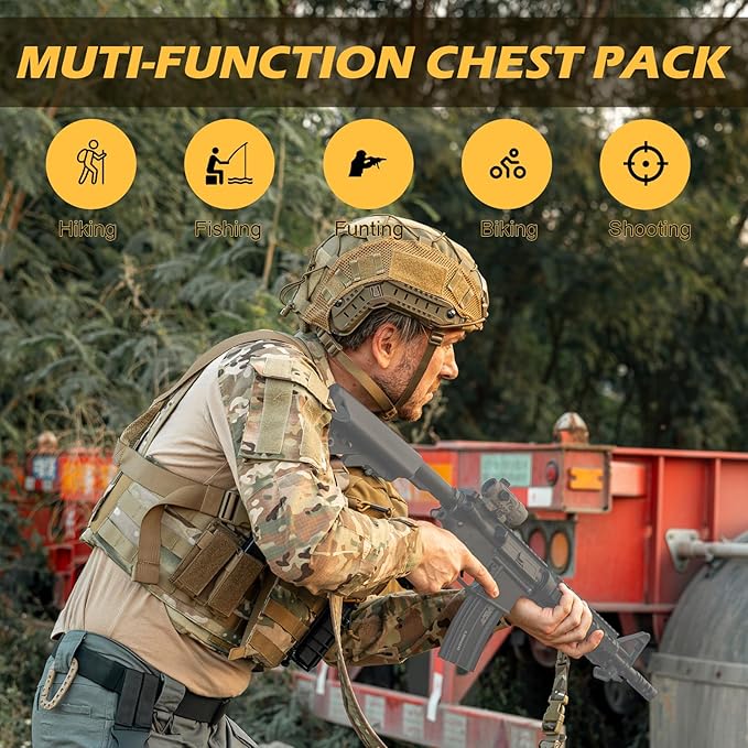 Tactical Chest Pack Bag Molle EDC Pouch Bag with CCW Compartment Adjustable Strap Workouts Fishing Hunting
