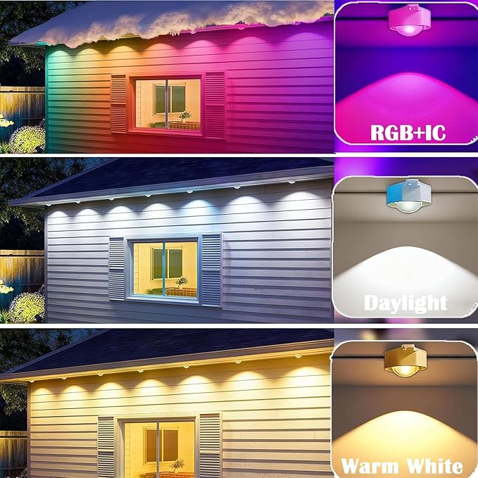 iYogaled 150ft Permanent Outdoor Christmas Lights for House Smart RGB+IC+Warm to Cool White LED Eave Lights with App Control IP65 Outside Light Compatible with Alexa Google Assistant