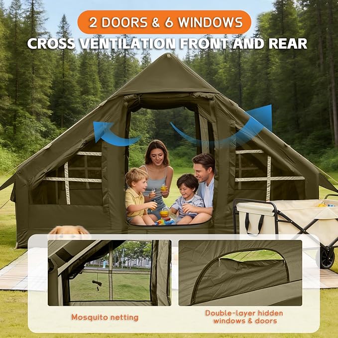 Inflatable Tents for CampingEasy Blow Up Tent with Hand Pump4 Seasons Waterproof Air Inflatable Camping Tent House for Family Weekend Camping