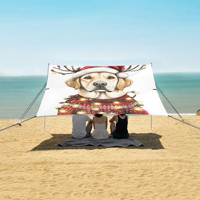 ALAZA Christmas Dog Light Beach Tent Sun Shelter Portable Canopy Sunshade for Outdoor Camping Picnics Backyard Fun 10x9 ft