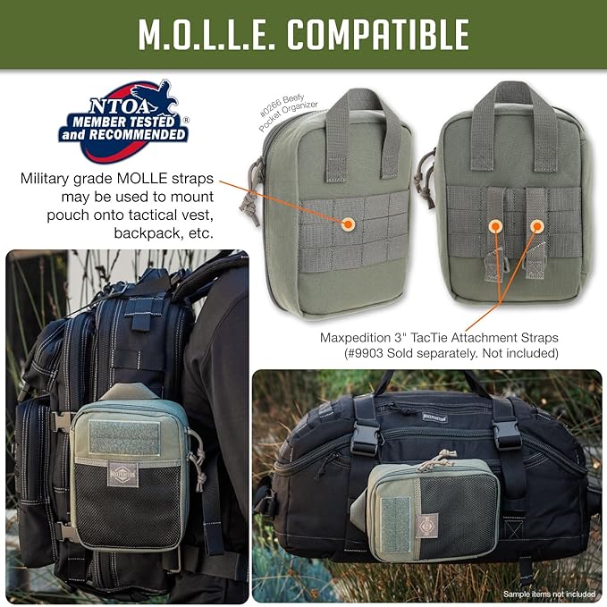 MAXPEDITION Beefy Pocket Organizer Compact MOLLE-Compatible 1000D Nylon Tactical Pouch Everyday Carry Tool and Gear Storage for Outdoor Tactical Survival 0266