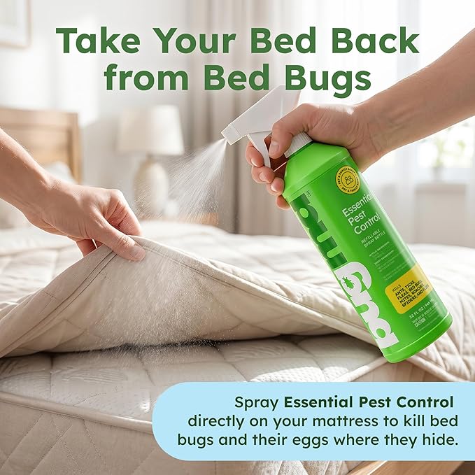 BugMD Bed Bug Spray Roach &amp Ant Killer Indoor Cockroach Treatment Pet Safe Plant-Based Pest Control for Home Kills Spiders Fleas Mites 64 oz Kit