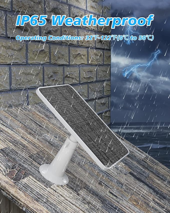 Solar Panel Charger Compatible with Arlo Pro 5S/Pro 4/Pro 3/Pro 3 Floodlight/Ultra/Ultra 2 Camera 6V 4.5W Solar Panels Charging IP65 Weatherproof w/ 9.8ft Charging Cable Adjustable Wall Mount 2 Pack