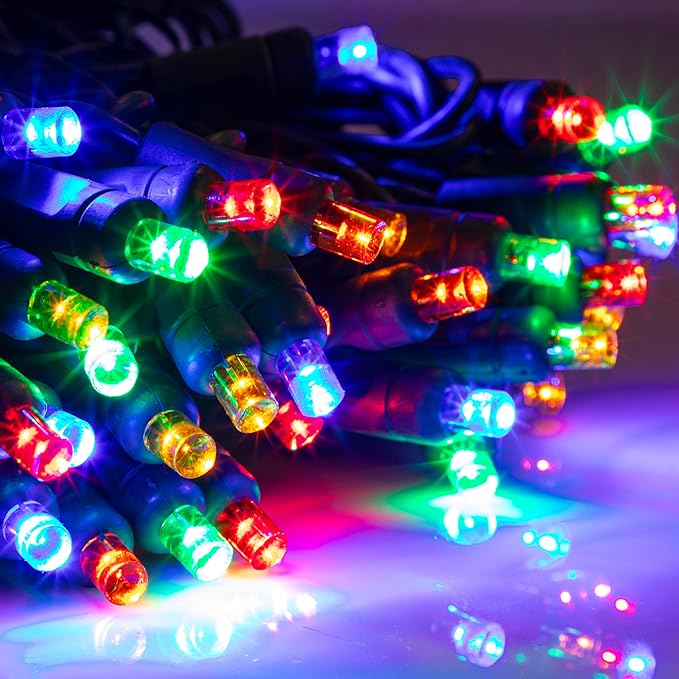 Pro Christmas LED Christmas Lights – 100 Count Wide Angle Conical String Lights – Professional Grade Indoor/Outdoor Commercial Holiday Light Set for Trees Bushes &amp Décor – Multi