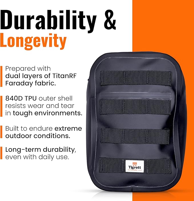 Dry Shield MOLLE Faraday Bag (9.5 x 6 x 2.5) Signal Blocking Waterproof &amp Submersible Tactical Bag with RF Shielding for Electronic Security