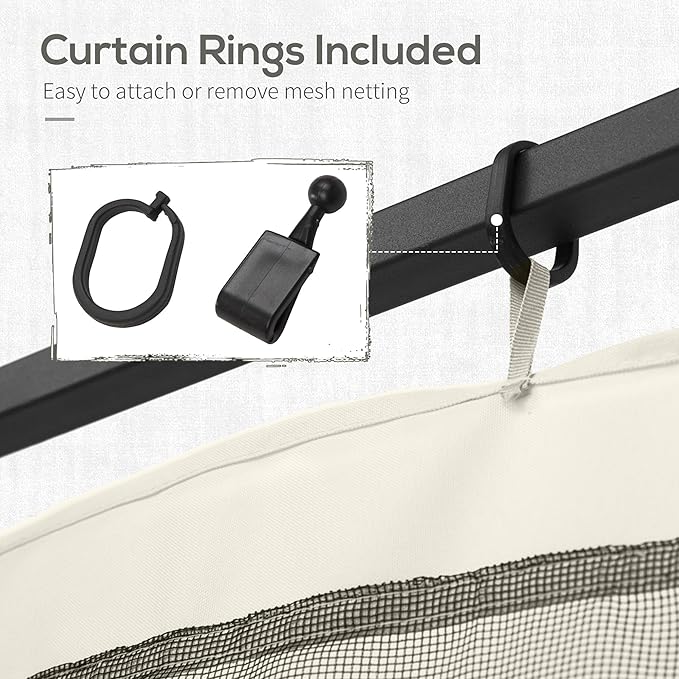 Outsunny 10' x 12' Universal Replacement Mesh Sidewall Netting for Patio Gazebos and Canopy Tents with Zippers Sidewall Only White