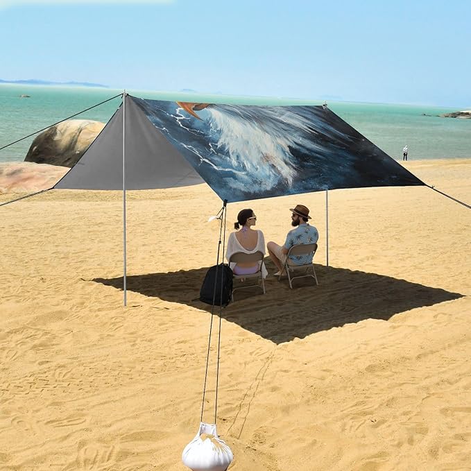 ALAZA Eagles Head Lightning Beach Tent Sun Shelter Portable Canopy Sunshade for Outdoor Camping Picnics Backyard Fun 10x9 ft
