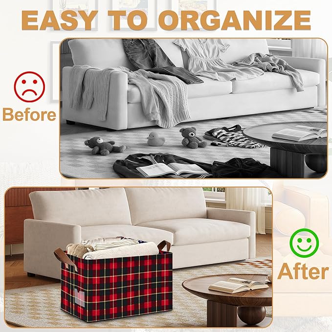 Christmas Gift Storage Bin with Handles Basket Storage Organizer for Shelves Closet Nursery Book Laundry Hamper &amp Home Decor