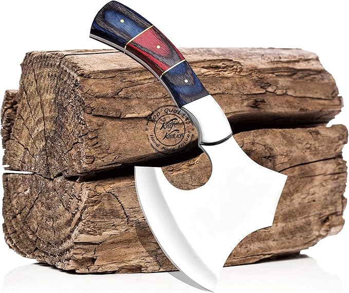 Handmade Stainless Steel Camping Hatchet Axe Hunting Knife 10.50 Full Tang Small Axe Camp Hatchet with Leather Sheath Survival Hatchet Tomahawk Axe for Outdoor Bushcraft Hiking KKH-44
