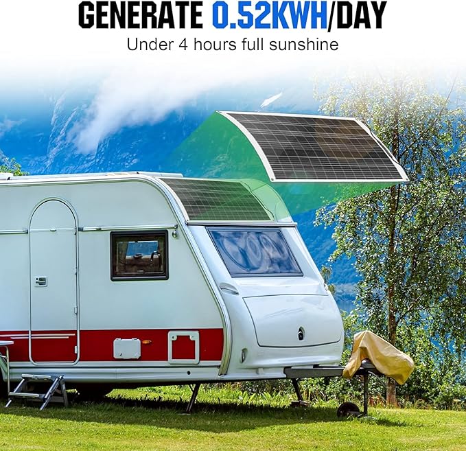 ECO-WORTHY 130Watt 12Volt Flexible Solar Panel Kit for Off Grid Home RV Boat and Uneven Surfaces:1pcs 130W Mono Solar Panel + 30A 12V Charger Controller + Solar Cable + Tray Cable + Y Branch