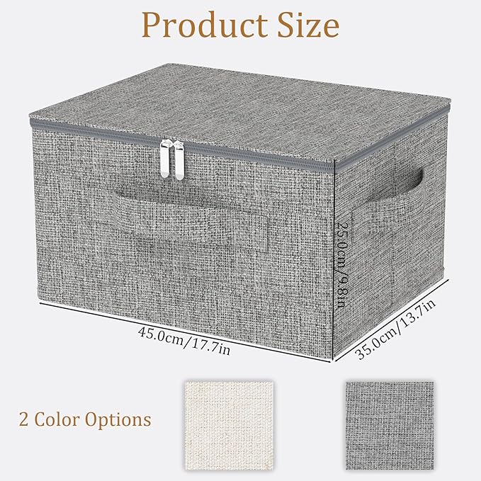 Underbed Storage Box Containers with Lid Foldable Blanket Baskets Home Underbed Organization for Organizing Clothes Shoes Pillows 17.7x13.7x9.8Inches Grey 2 Pack