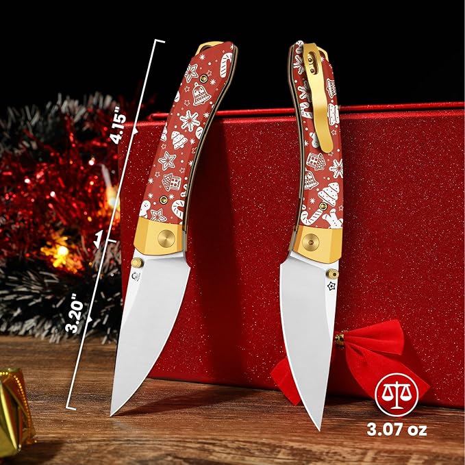 Kizer Mini Momo EDC Pocket Knife 3.2” Nitro-V Blade Pocket Folding Knife with Aluminum &amp Micarta Front Flipper EDC Knives with Pocket Clip for Men Women Christmas Gift V3663MC1