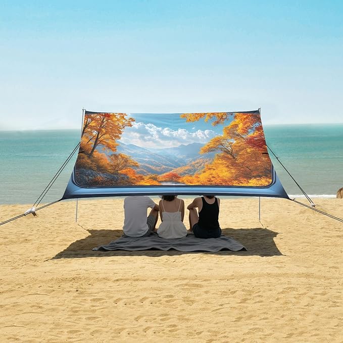 Car Window Outside Fall Landscape Beach Tent Sun Shelter Set UPF50+ UV Protection 10.5 x 9.19 FT Camping Shade Canopy with Sandbags Sand Anchors Carrying Bag and Others