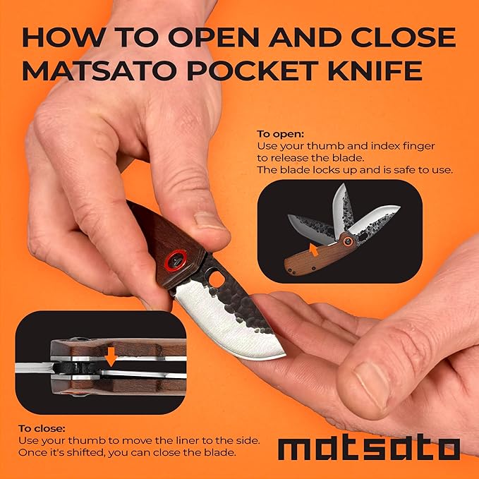 Matsato Folding Pocket Knife Small Pocket Knifes for Men &amp Women EDC Camping Knive Tactical Survival Knife Compact Folding Knife for Hunting Fishing Hiking and Outdoor Adventure 2.55 Inch bl