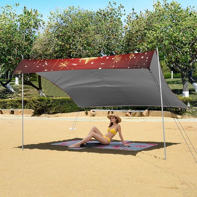 ALAZA Christmas Tree Gift Box Beach Tent Sun Shelter Portable Canopy Sunshade for Outdoor Camping Picnics Backyard Fun 10x9 ft