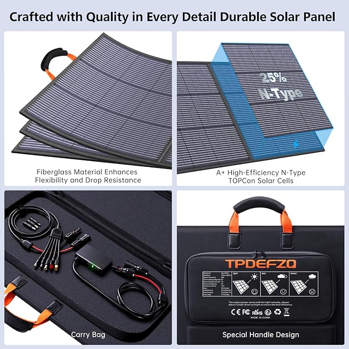 220W Portable Solar Panel 20V 25% High Efficiency N-Type Solar Cell with 4 Adjustable Kickstand IP68 WaterproofFoldable Solar Panel for Camping RV Off Grid Backup