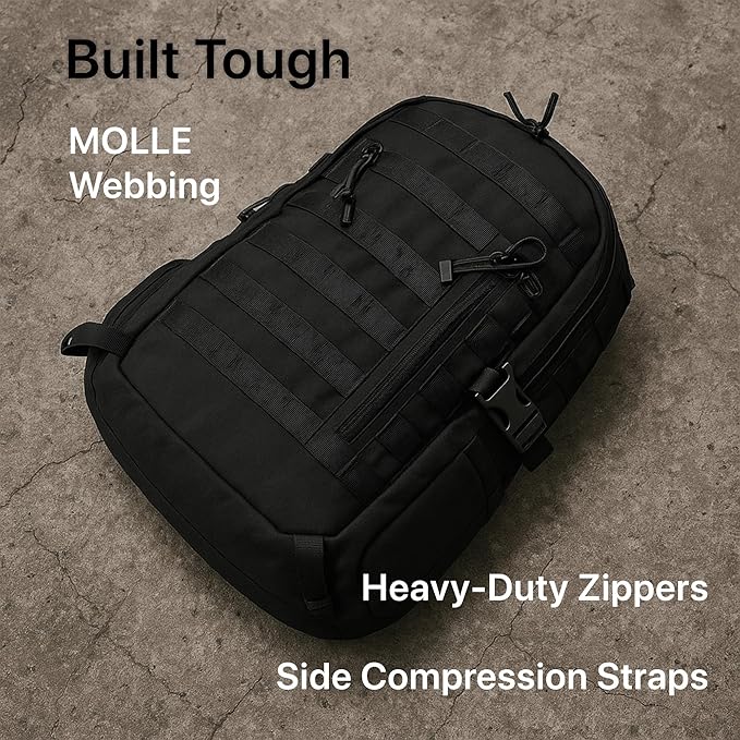 WESTEND 29L Tactical Backpack for Men – Military Assault Pack with MOLLE System Heavy Duty Bug Out Bag for Outdoor Activity