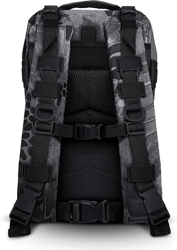 ASA TECHMED Large Tactical Backpack - IFAK Military-Grade Assault Pack Everyday Carry Use Military Backpacks Tactical (Snake Black)