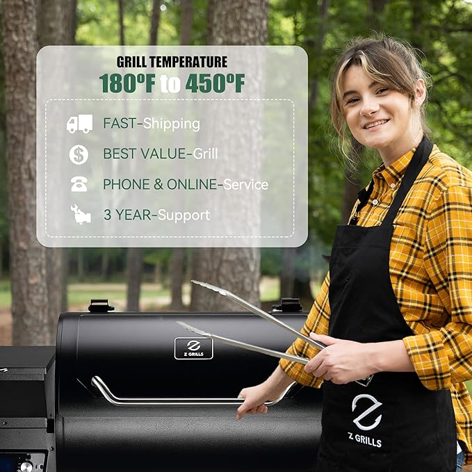 Z GRILLS Pellet Grill Smoker with PID 2.0 Controller 700 Cooking Area Meat Probes Rain Cover for Outdoor BBQ 700D3
