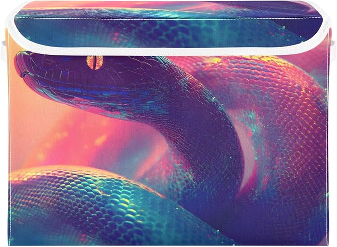 Storage Cube with Lid Surreal Snake Print 16.5×12.6×11.8 IN Collapsible Large Capacity Foldable Storage Basket Bin Organizer